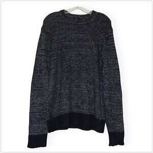 Joe's Men's Navy Marled Mohair Blend Knit Faux Leather Elbow Patch Sweater M